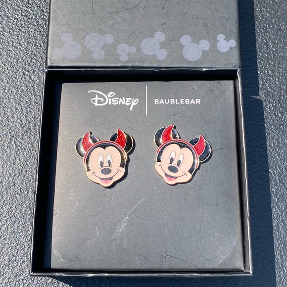 BaubleBar Mickey Mouse Devil Earrings - Red and Black - Picture 2 of 3